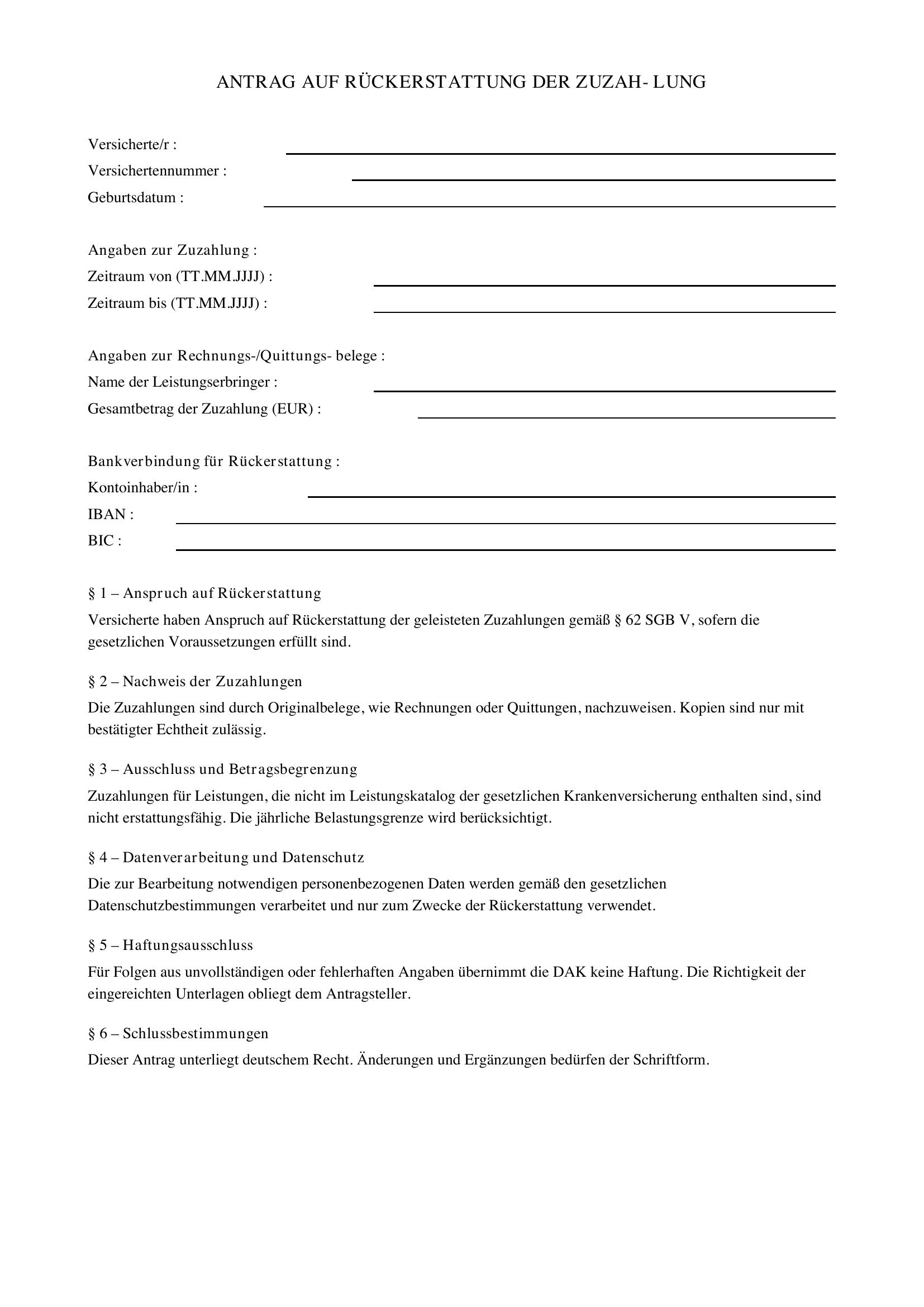 Dak Rückerstattung Zuzahlung