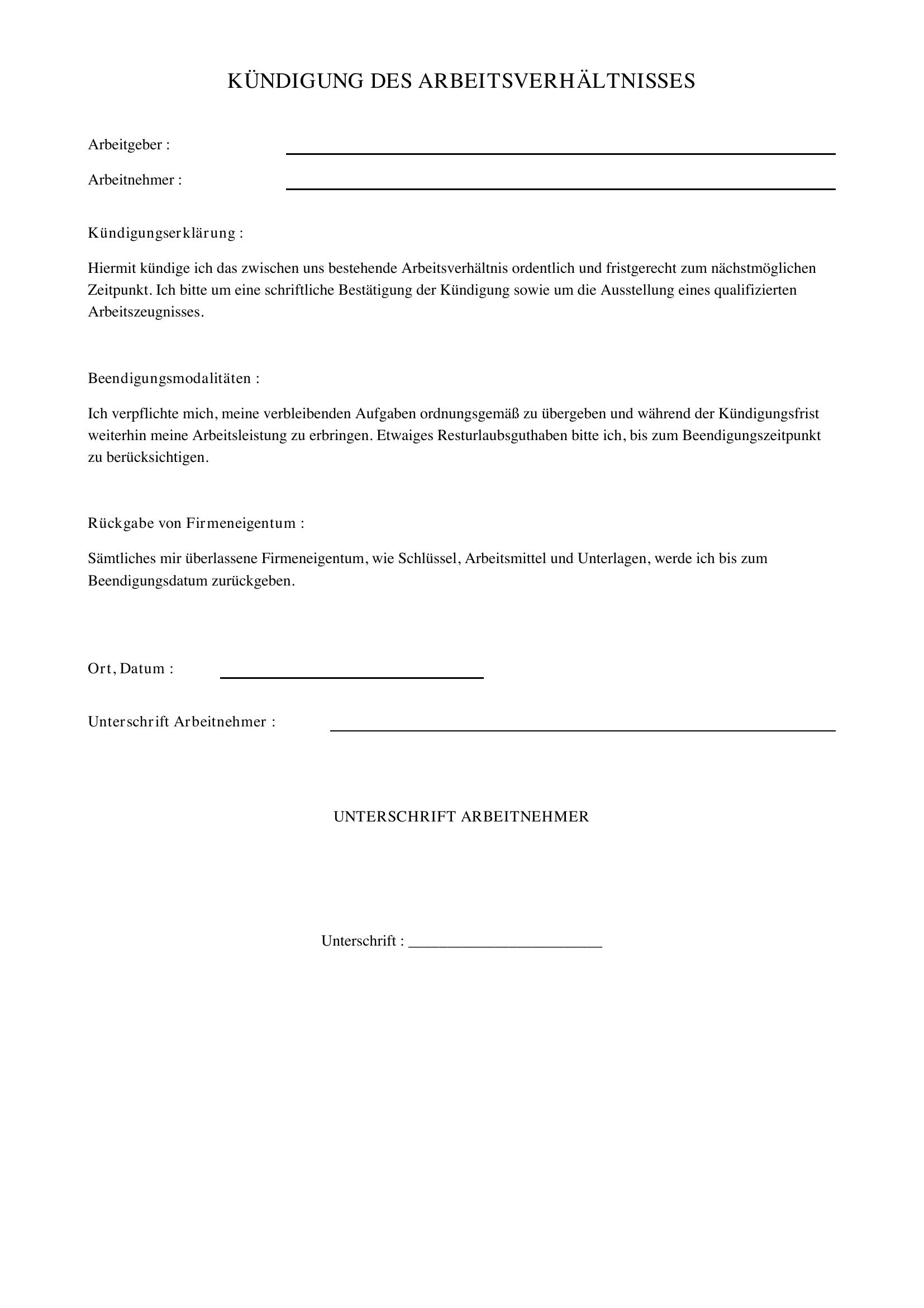 Demissionsschreiben