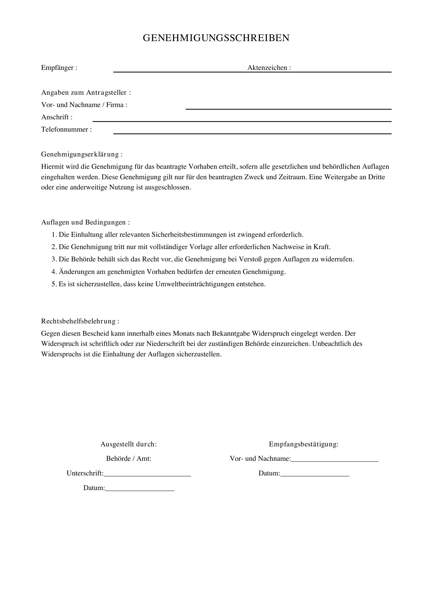 Genehmigungsschreiben