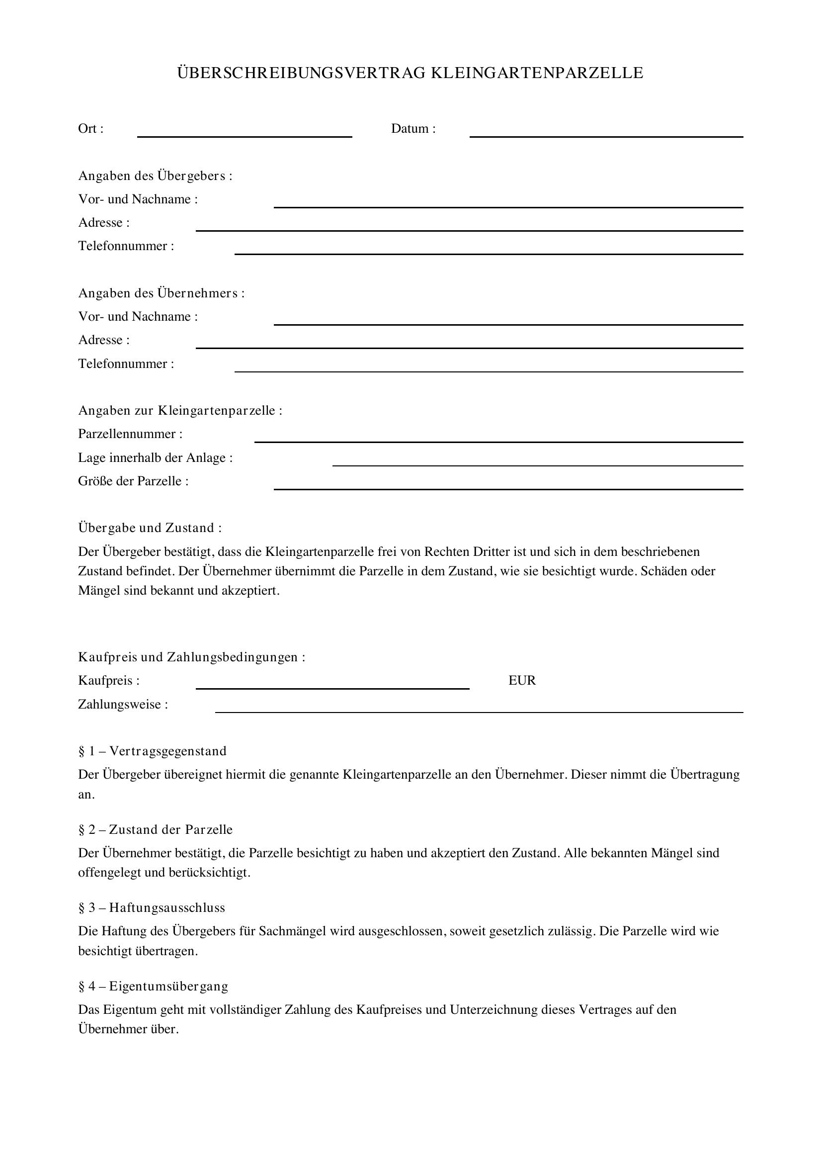 Kleingarten Überschreiben Muster
