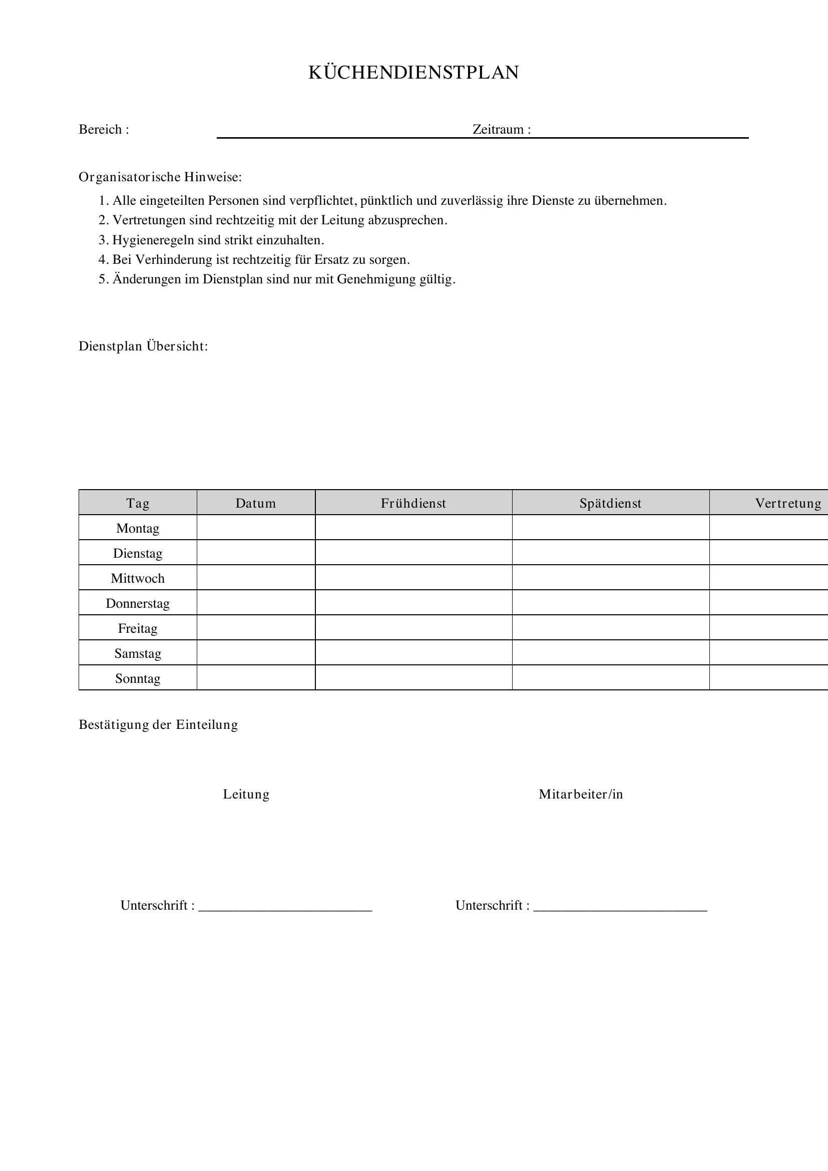 Küchendienstplan