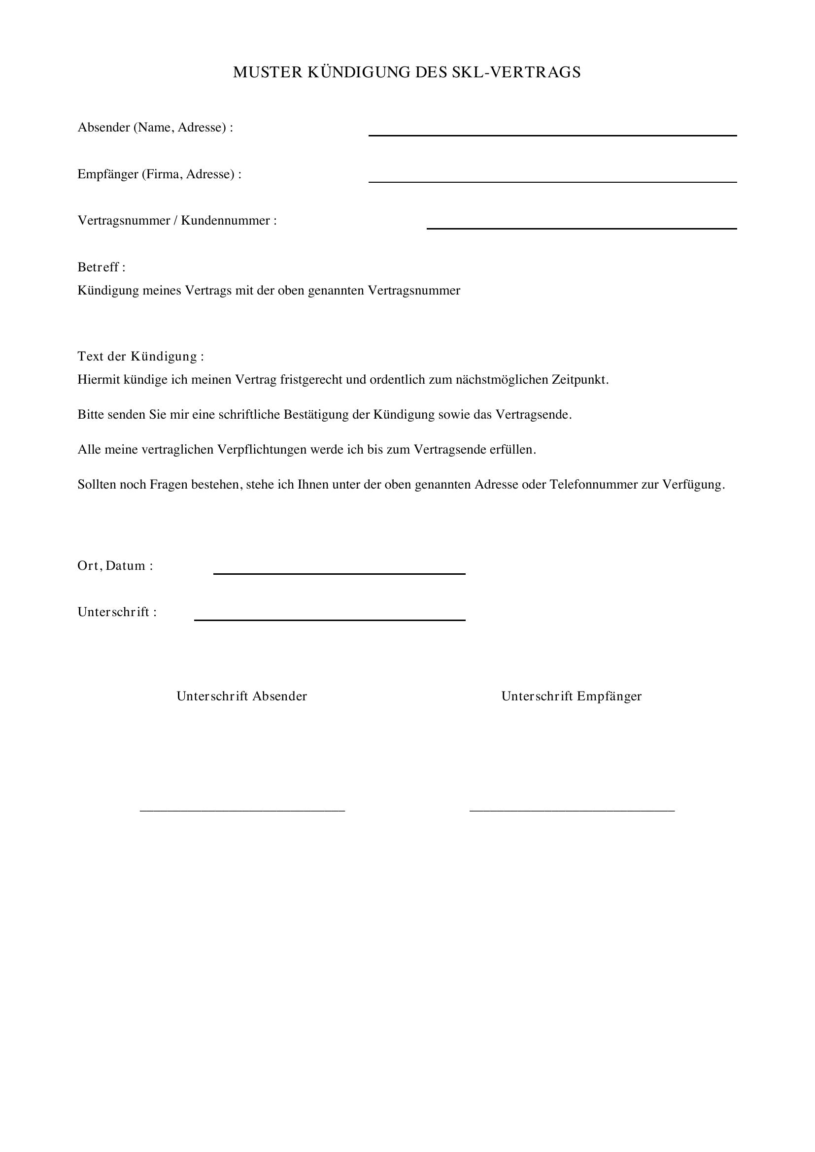 Skl Kündigen Muster